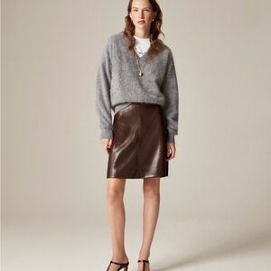 J. Crew - Fairfax Brown Leather Skirt
